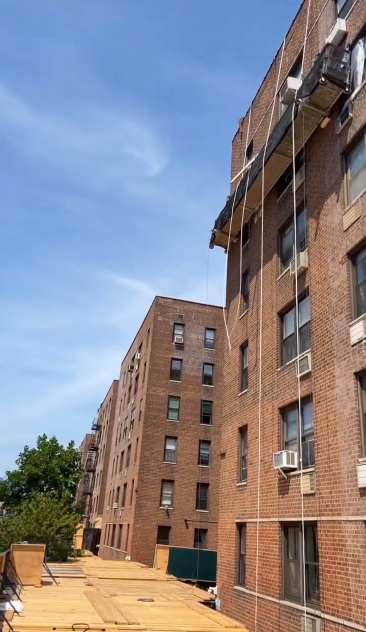 Facade access work on NYC apartment building